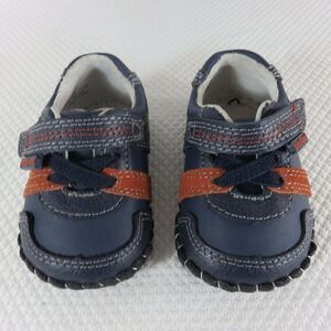 Pediped Originals Channing Navy Infants Shoes Leather XS 0-6 Mos Orange Blue